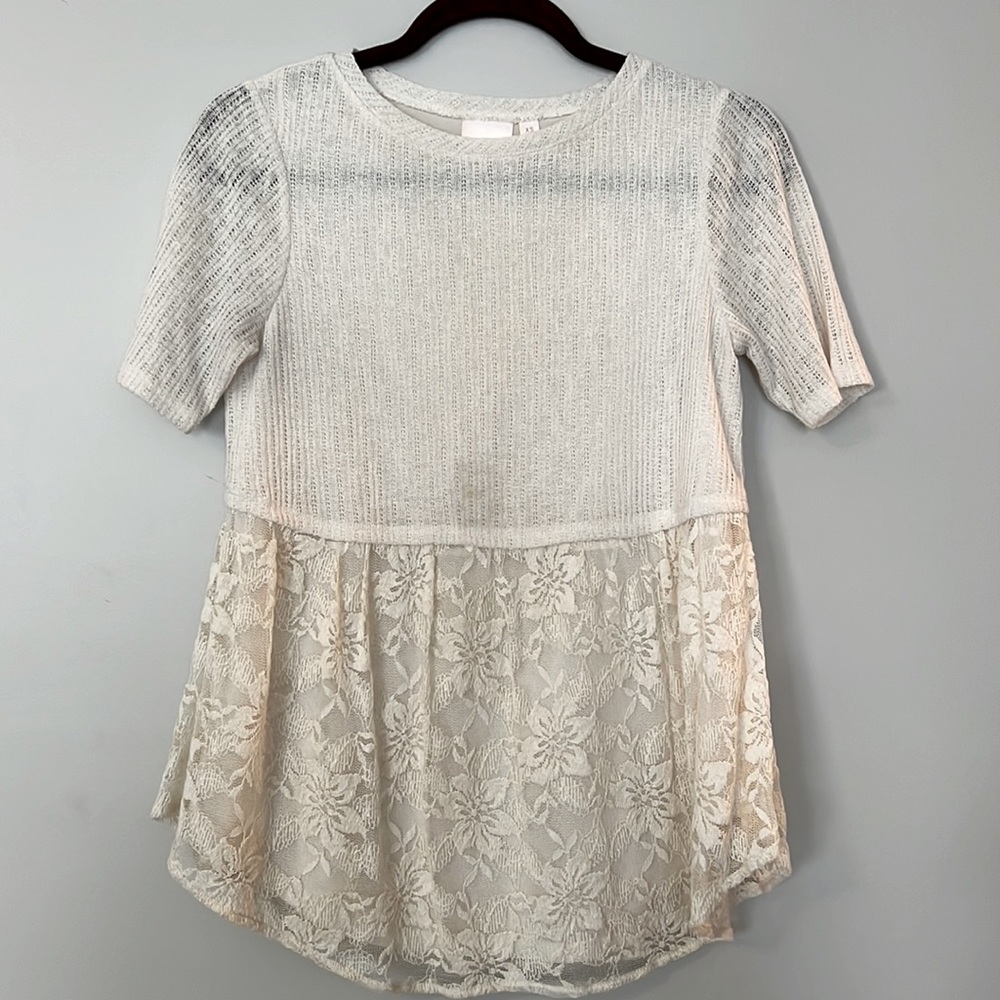 Lauren Conrad mixed fabric top, Size XS